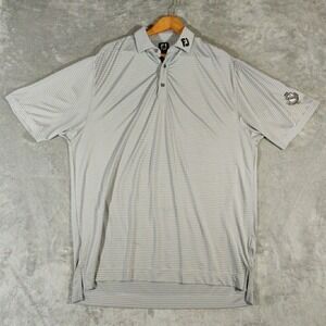 Footjoy Shirt Mens Large Gray Stripes Polyester‎ Polo Golf Shirt Sportswear